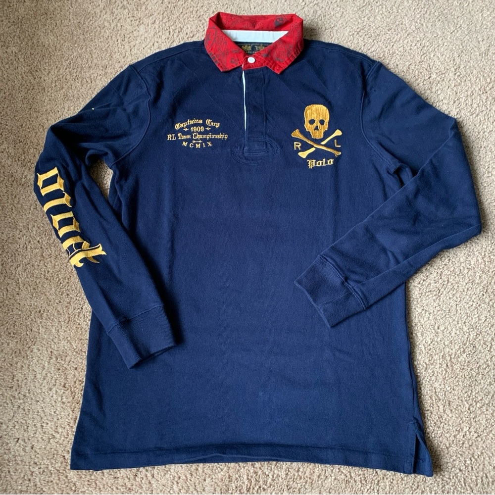 Polo Ralph Lauren Classic Fit Skull Crossbone Rugby Shirt Men’s Sz Small
